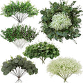 150 Packs 5 Kinds Artificial Greenery Stems Mixed Artificial Eucalyptus Wedding Bouquet Bulk Fake Eucalyptus Stems Greenery Leaves for Vase Wedding Home Table Decor DIY Bouquets (Green)
