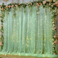 10x8ft Olive Green Tulle Backdrop Curtain with Lights String for Parites, Sheer Backdrop Curtains for Wedding Baby Shower Birthday Party Photo Shoot Decorations
