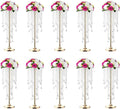 10 Pcs Bead Crystal Flower Arrangement Stand, Gold Vases for Centerpieces Table Decorations,for Home Party Wedding Anniversary Decor, 21.6in