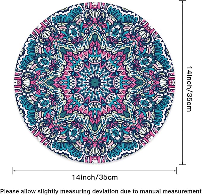 Mandala Round Placemat Set of 6 Elegant Linen Table Mats for Dining, Heat Resistant, Stain Resistant Perfect for Dinner Parties, Restaurants, and Everyday Use