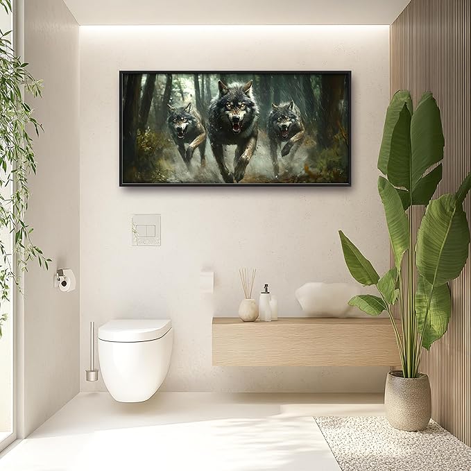 Forests Wolf Large Decor Wall Art Wolves Framed Pictures for Living Room, Animal Oversized Canvas Print Painting Modern Extra Large Framed Artwork for Bedroom Office Home Decor 60"x30"