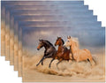Running Horse Placemats Set of 6,Washable Heat Resistant 12×18 Inch Linen Table Mats Desert Place Mats for Party Outdoor Dining Décor
