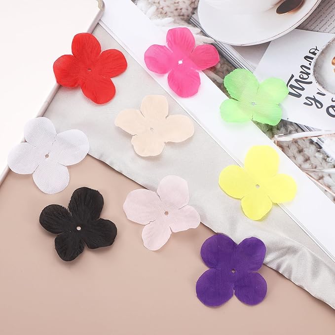 PATIKIL 1.8 Inch (4.5cm) Flowers Patch, 300Pcs Artificial Flowers Handmade Patches Silk Cloth Applique for Scrapbooking Wedding DIY Craft Supplies Card, White