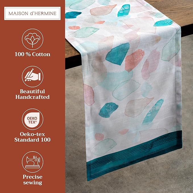 Maison d' Hermine Table Runner 100% Cotton Single Layer Table Runners 108 inches Long Decorative for Home Kitchen Dining Party Wedding Bridal Shower Spring Summer (Summer Picnic, 14.50" x 108")