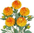 Hollyone 5PCS Dahlia Fall Flowers Artificial for Decoration 24.8" Orange Fake Ball Dahlias Autumn Silk Flowers Arrangements Faux Roses Flower with Stems Bouquets Centerpieces Fall Decorations for Home