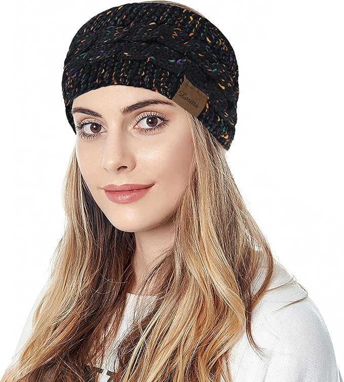 Loritta Womens Ear Warmers Headbands Winter Warm Fuzzy Cable Knit Head Wrap Fleece Lined Gifts