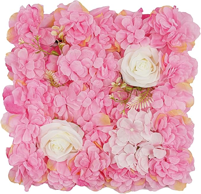 12Pcs Artificial Flower Wall Panel 3D Floral Backdrop Walls15 X 15" Flower Wall Decor Panel Flower Backdrop for Party Home Background Decor, Pink