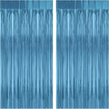 2 Pack Lake Blue Foil Fringe Curtains Tinsel Backdrop, 3.2Ft x 8.2Ft Metallic Tinsel Photo Booth Backdrop Curtains for Birthday Background Wedding Engagement Bridal Shower Bachelorette Decorations