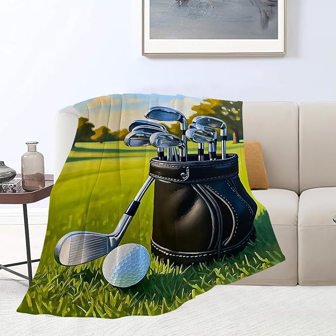 Golf Blanket for Boys Golfing Sport Throw Blanket Soft Cozy Fleece Fuzzy Stuffed Plush Flannel Gifts for Girls Women Kids Adults 60''x80''