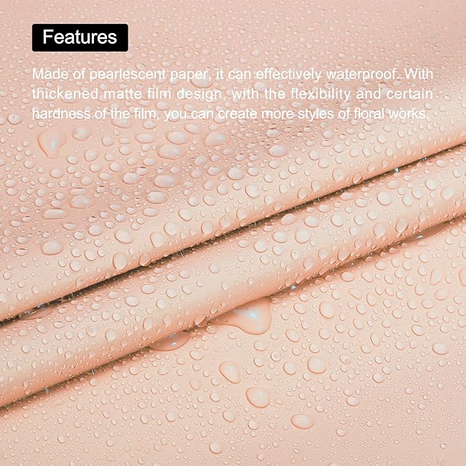 MECCANIXITY Pearlescent Film Flower Wrapping Paper 22.8x22.8 Inch Waterproof for DIY Crafts, Gift/Gift Box Packaging Cream Pink Pack of 20