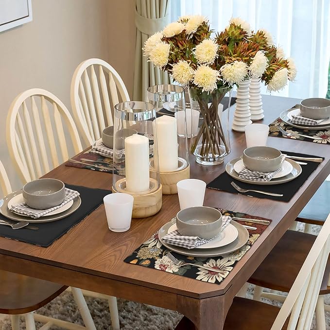 Boho Flower Placemats, Colorful Bohemian Floral Place Mat Set of 4,Wildflower Summer Table Mats for Party Kitchen Dining Decoration 4 PCS, Style-10