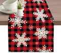 Christmas Red Plaid Snowflake Table Runners 70 inches Long Table Runner Elegant Linen Dresser Scarfs Farmhouse Tablerunner for Wedding/Coffee/Dining Table/Party Home Decor