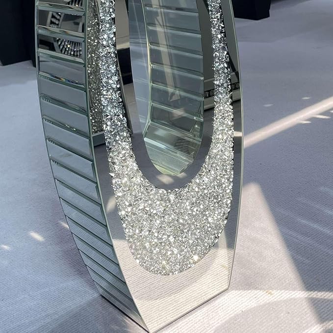 35.82" Tall Mirror Floor Vase, Modern Silver Glass Acrylic Crystal Diamond Flower Vase, Decorative Large Floor Standing Vase for Living Room, Office