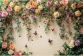 Baocicco 20x10ft Flowers Wall Photography Background Butterfly Spring Floral Botanical Banner Backdrop Vintage Wedding Birthday Backdrop Decorations Girls Party Table Cake Decoration Photo Props