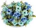 KAOYOO 2 PCS Artificial Rose Bouquet Short Stems for DIY Wedding Decoration Bridal Bouquet Home Decorations(2-PCS)