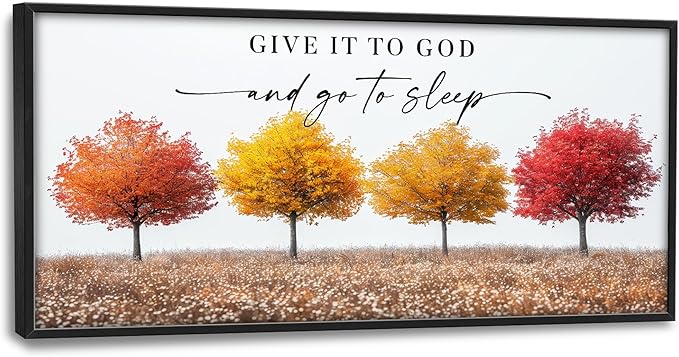 Framed Large Pictures Wall Art for Living Room, Trees Oversized Wall Decor Give It To God And Go To Sleep Canvas Print Painting Modern Extra Large Framed Artwork for Bedroom Office 60"x30"