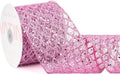 VATIN 4" Pink Christmas Ribbon, Pink Glitter Mesh Diamond Web Sequin Dots Wired Christmas Ribbon for Gift Wrapping Bow Making Wreath Supply-10 Yards