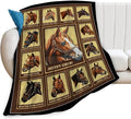 Racing Horses Blanket - Soft Warm Cozy Fleece Throw for Couch, Sofa, Bed - 60"x50" - Gifts for Girls, Boys, Men, Women, Kids, Adults