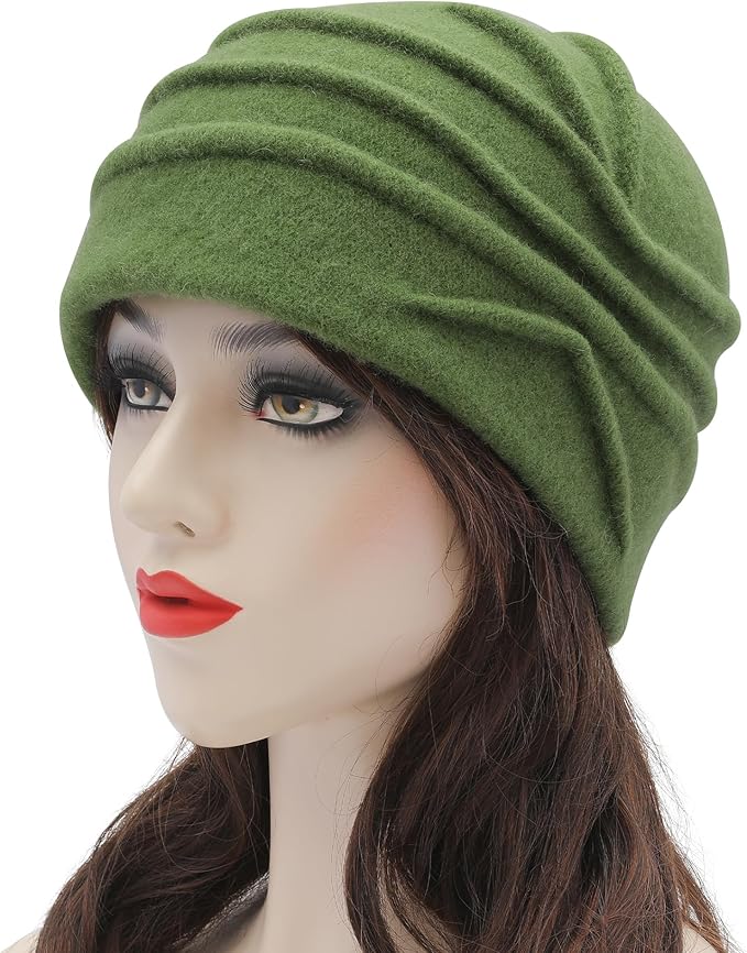 ZLYC Women Wool Cloche Bucket Hat 1920s Vintage Dress Winter Hats with Flower Accent