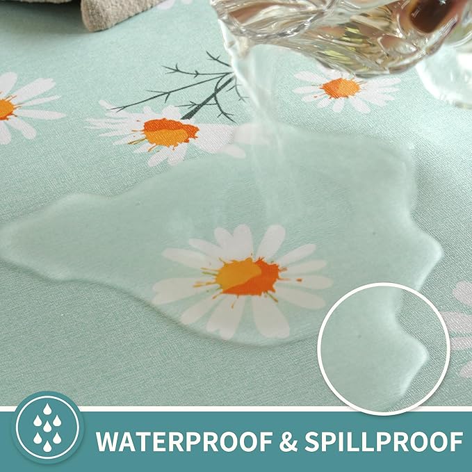 Rectangle Table Cloth,100% Waterproof Tablecloth OilProof SpillProof Vinyl Table Cloth, Wipe Clean Plastic Table Cover for Dining, Camping, Indoor and Outdoor 52" x 70",Mum Bloom