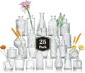 Glass Bud Vase Set of 25, Mini Clear Bud Vase for Centerpieces in Bulk, Small Vintage Flower Vases for Weddings Parties Home Table Decorative