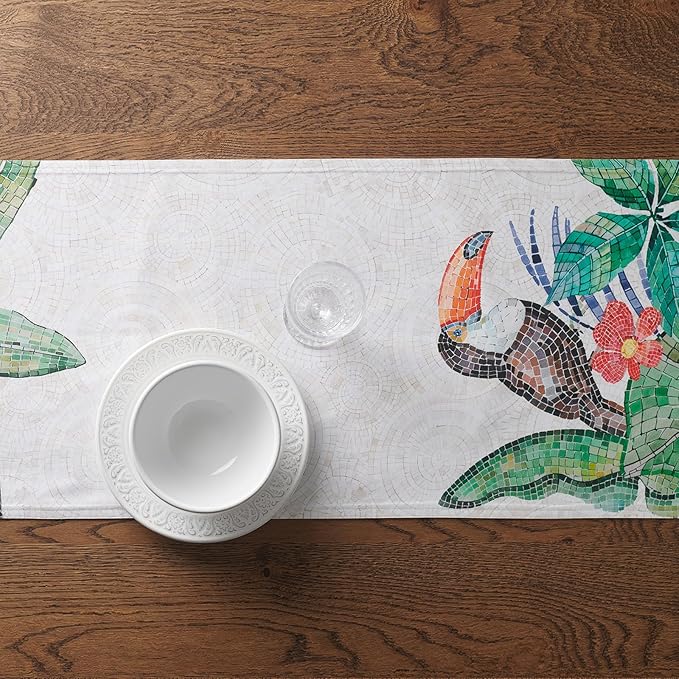 Maison d' Hermine Tablerunner 100% Combed Cotton Premium Table Runner Decorative Table Runners, Wedding, Restaurant, Buffet Party, Camping, Mosaic (Double Layer) - 14.50"x108"
