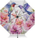 Automatic Folding Umbrella Windproof Strong, UV Protection Compact Floral Hydrangea Hummingbird Sun Rain Sun Rain Travel Umbrellas for Women Men