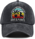 Easily Distracted by Dogs and Plants Hats, Adjustable Plant and Dog Decor Embroidered Baseball Cap for Men Women