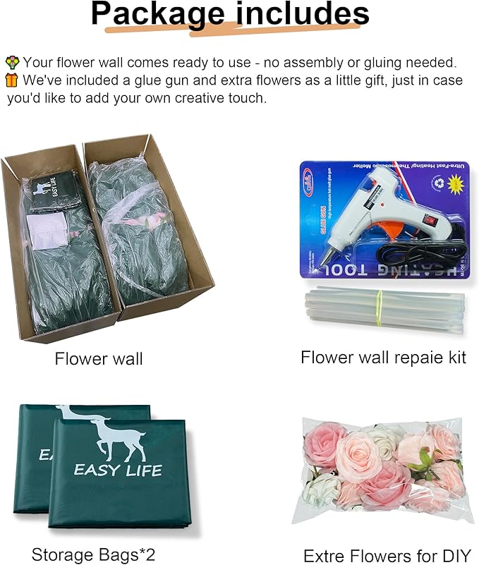 Artificial Red Rose Flower Wall Backdrop Luxury‌ Floral Backdrop for Wedding Balloon Party Baby Shower Birthday Decor Quick Assembly