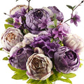 FiveSeasonStuff Vintage Artificial Peonies Silk Peony Flowers and Hydrangeas for Wedding Bridal Home Décor – Beautiful Floral Centerpiece Arrangement Decoration with 2 Bouquets (Mixed Mauve Purple)
