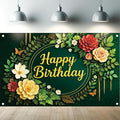 Greenery Birthday Backdrop Green Floral Banner Butterfly Happy Birthday Photography Background for Women Girls Lady Newborn Baby Shower Party Supplies Photo Booth Props 71 x 43 Inch