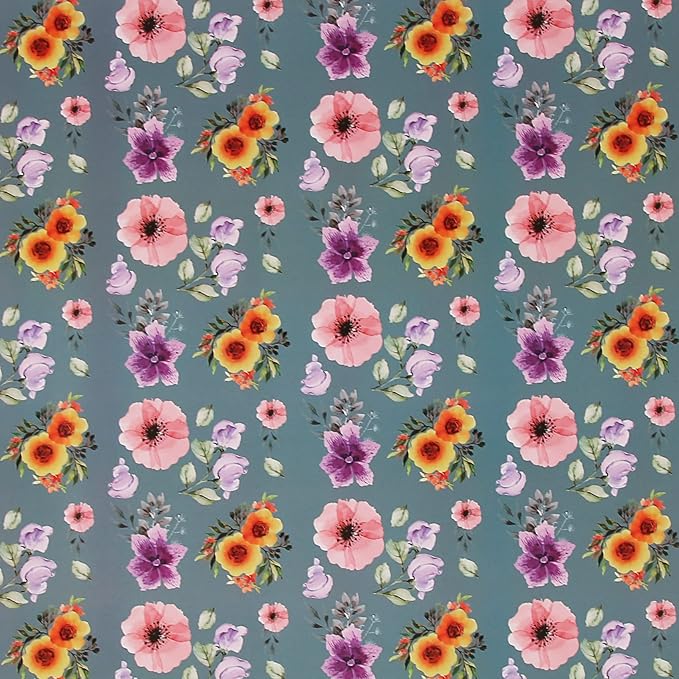 Aimyoo Blue Floral Wrapping Paper Jumbo Roll 17 in x 60 ft, All Accasion Pink Flower Gift Wrap for Wedding Birthday Bridal Shower
