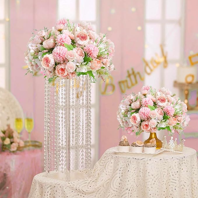 ASTRYAS 4PCS Pink Flowers Artificial Peonies Fake Peony Silk Hydangea for Decoration, Fuax Flowers Arrangements for Wedding Home Party Outdoor Decoration (Pink)