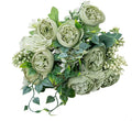 KAOYOO 4 PCS Artificial Peony Bouquet Short Stem for DIY Wedding Decoration Bridal Bouquet Home Decorations(Green 4-PCS)