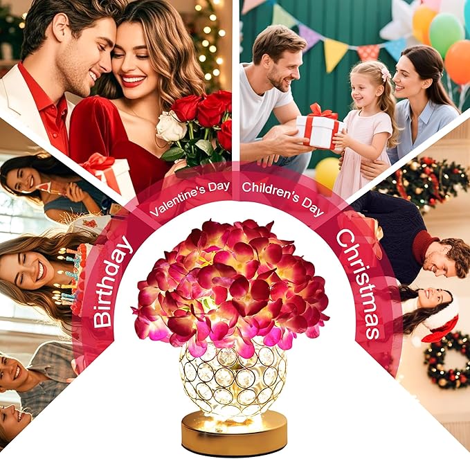 Artificial Hydrangea Flower Lamp with Remote Control, Hydrangea Flower 3 Color Dimmable Night Light Gifts for Women Mom Wife Friend Birthday Christmas, Bedroom Coffee Shop Store Living Room Decor