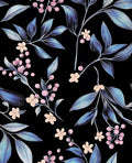 Dark Peel and Stick Wallpaper Vintage, Black Blue Leaf Removable Self-Adhesive Vinyl Contact Paper for Bathroom Bedroom Drawer Cabinet, Black Navy Gold Floral Design Retro Style 17.5" x 118"