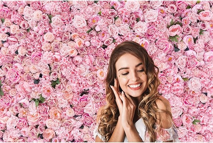 Roses Flowers Backdrop Valentine's Day Pink Rose Photography Background Floral Red Rose Backdrop for Birthday Wedding Baby Shower Anniversary for Various Floral Roses Backdrops Adults Props 7x5ft