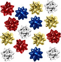 15 Pcs Gift Bows Assortment, Decor for Christmas, Birthdays, Weddings, Holiday Embellishments, Presents, Wrapping Paper, Anniversaries, Baby Showers, Bridal Showers, Hanukkah (Red+Gold+Silver+Blue)