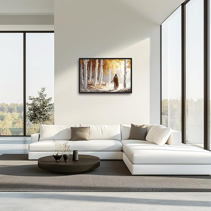Christian Large Wall Art Religious Framed Wall Decor for Living Room, Jesus Pictures Oversized Canvas Print Painting Modern Extra Large Framed Artwork for Bedroom Office Home Decor 36"x24"