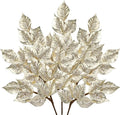 Christmas Tree Picks and Sprays 31.5" Champagne Atrificial Elm Leaves with Stems 3 Pcs Christmas Picks for Tree Champagne Vase Fillers for DIY Xmas Trees Wreath Centerpieces Wedding Bouquet Decor