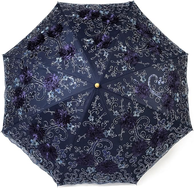 LCY Embroidered Lace Double-deck Anti-UV Parasol Sun/Rain/Snow Folding Umbrella