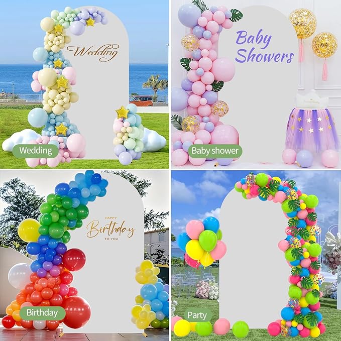 7.2FT Wedding Arch Cover Spandex Fitted Wedding Arch Stand Covers Round Top Chiara Arch Backdrop Cover for Birthday Party Ceremony Banquet Decoration White（Only Cover）