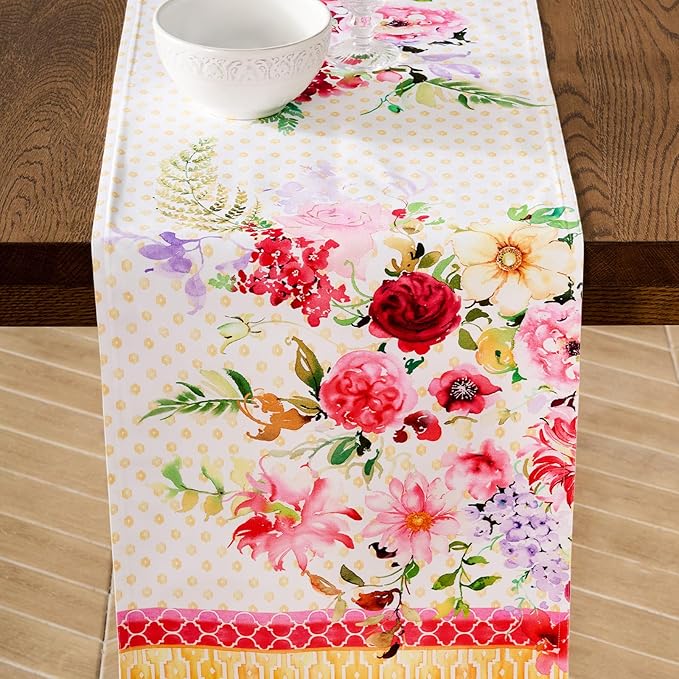 Maison d' Hermine Tablerunners 100% Combed Cotton Premium Table Runner Decorative Table Cover for Home, Kitchen, Dining, Parties & Camping, Summer Joy, Double Layer - (14.5"x108")