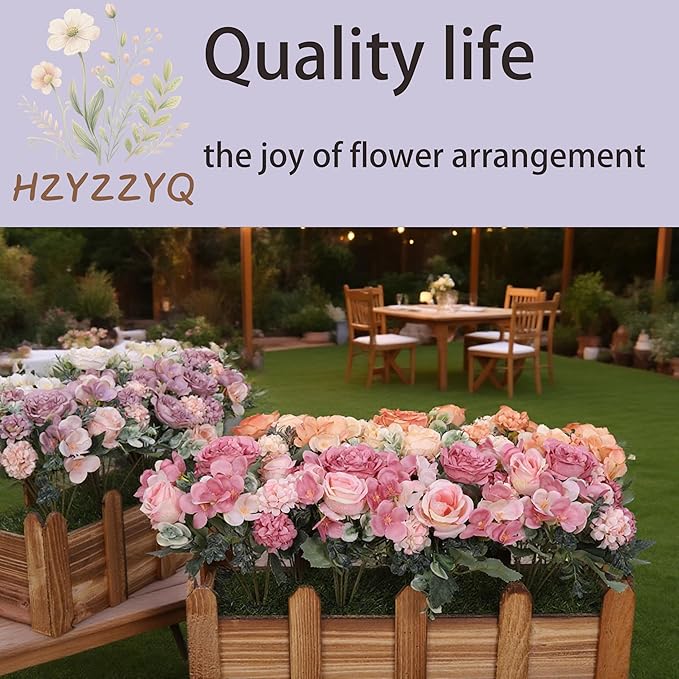 8 Pack Artificial Peony Flowers, Silk Peonies Flowers Fake Peonies Artificial Flowers Peonies Hydrangea Bouquet for Centerpiece Table Wedding Party Home Decor (8, Rose + Pink)