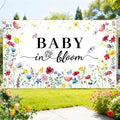 GodMax Baby in Bloom Backdrop Banner, Wildflower Baby Shower Decorations 3 x 5Ft Backdrop Banner Set