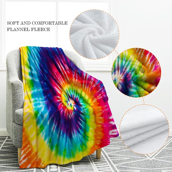 Jekeno Rainbow Gifts Blanket for Women Men, Tie Dye Colorful Throw Blankets Pride Gifts for Girls Boys Teens, Decor for Home Bed Couch