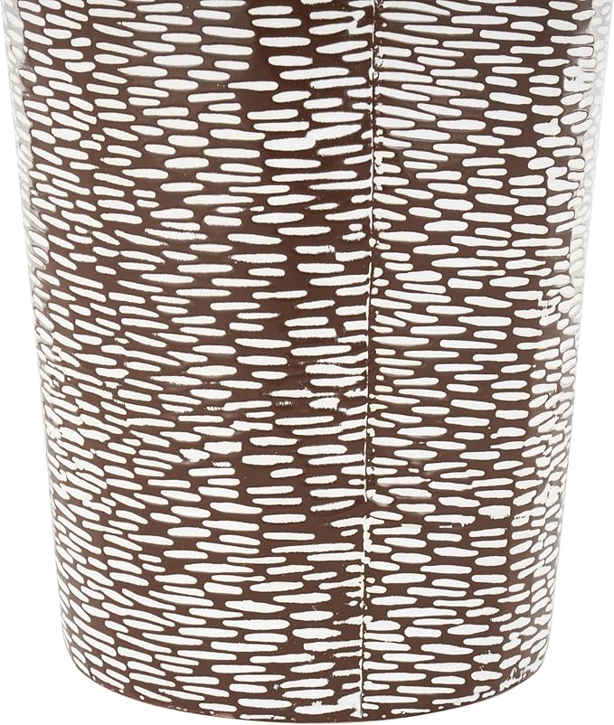 Deco 79 Metal Decorative Vase Tall Spotted Tapered Floor Centerpiece Vases with Brown Trumpet Tops, Set of 3 Flower Vases for Home Decoration 18", 39", 28" H, White