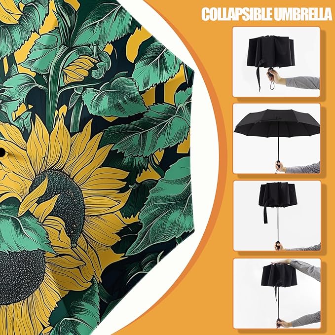 Small Compact Travel Automatic Folding Umbrella for Women, Portable Lightweight, Rain, Wind, UV Sun Shade
