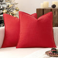 MIULEE Christmas Decorative Linen Pillow Covers 16x16 Inch Red Boho Farmhouse Neutral Couch Throw Pillows for Bed Pack of 2 Accent Modern Pillowcase Sofa Livingroom Home Decor