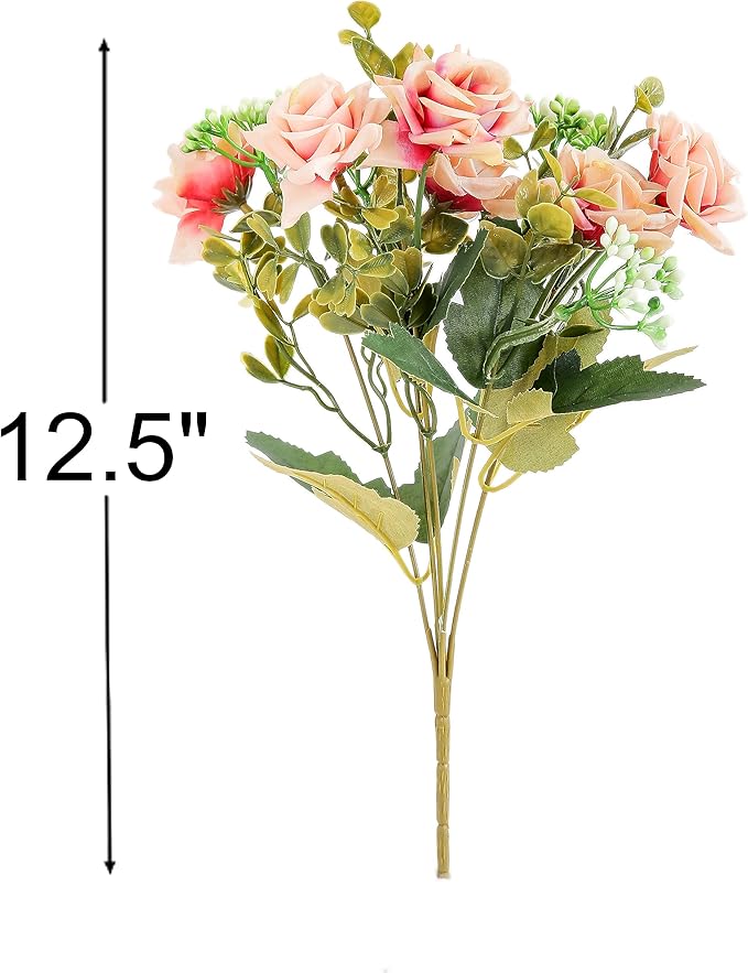 KAOYOO 2 PCS Artificial Rose Bouquet Short Stems for DIY Wedding Decoration Bridal Bouquet Home Decorations(2-PCS)